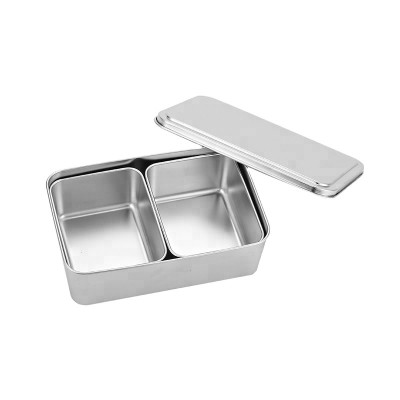 Stainless steel 2 compartment spice box with lid for sale