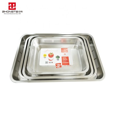 150mm Depth flat  bottom  metal  stainless steel Serving Tray for food service