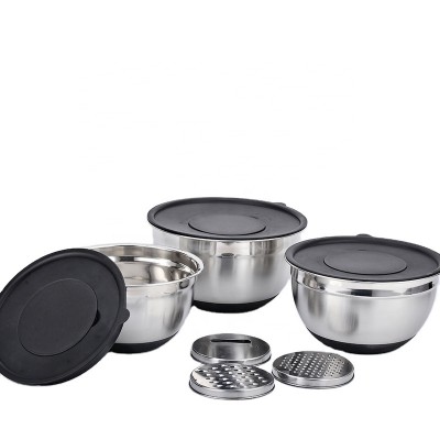 Hot Sales Eco-Friendly Non-Slip Mixing Silicon Stainless Steel Salad Bowl