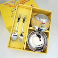 Chinese Style stainless steel carton tableware gift set for children