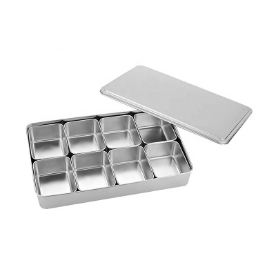 Japanese stainless steel kitchen condiment containers compartment spice box with lid