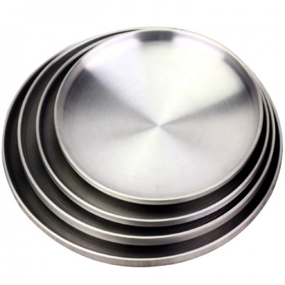 ZHONGTE Korean tableware trays Stainless steel Round barbecue Dishes dessert plate for dinnerware set