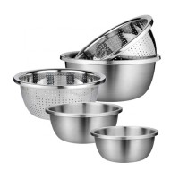 shinning polish stainless steel 20-30cm basin and colander cheap high quality washing bowl