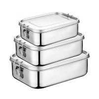 Amazon Hot Sale Stainless Steel Lunch Box Leak Proof Metal Bento Box Food Container with locks and divider for Kids Adults